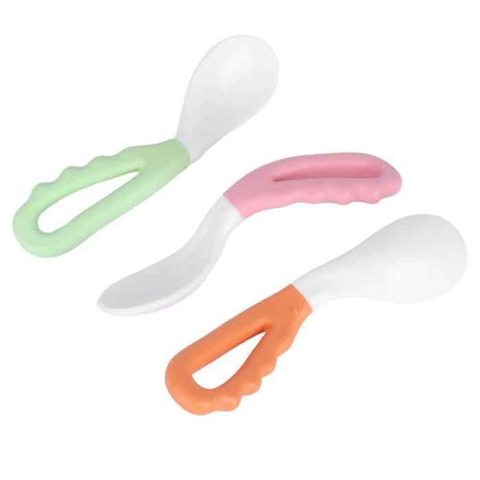 Keenso Cuillère à Nourriture En Silicone Pour Bébé 2 Pièces Bébé Silicone Cuillère à Nourriture