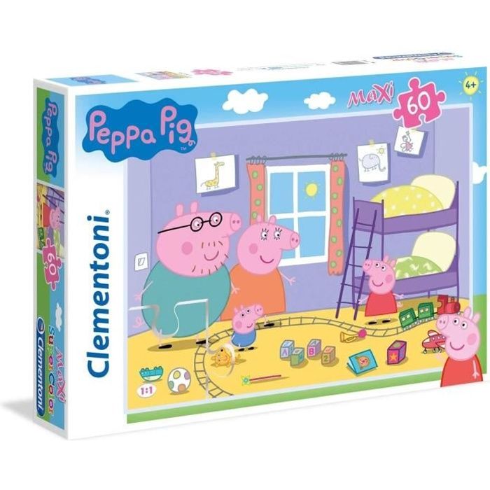 Puzzle Peppa Pig - - Clementoni 60 pièces Maxi - Pour Enfant de 4 ans et plus - Fabriqué en Italie