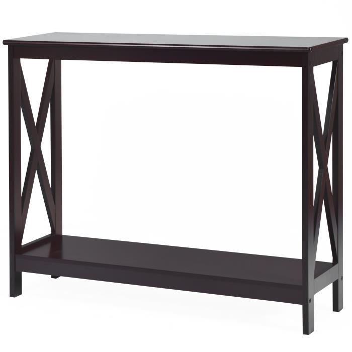 costway table console style scandinave 100 x 30 x 80 cm, 1 étagère de rangement  meuble entrée pour salon, entrée ,couloir marron
