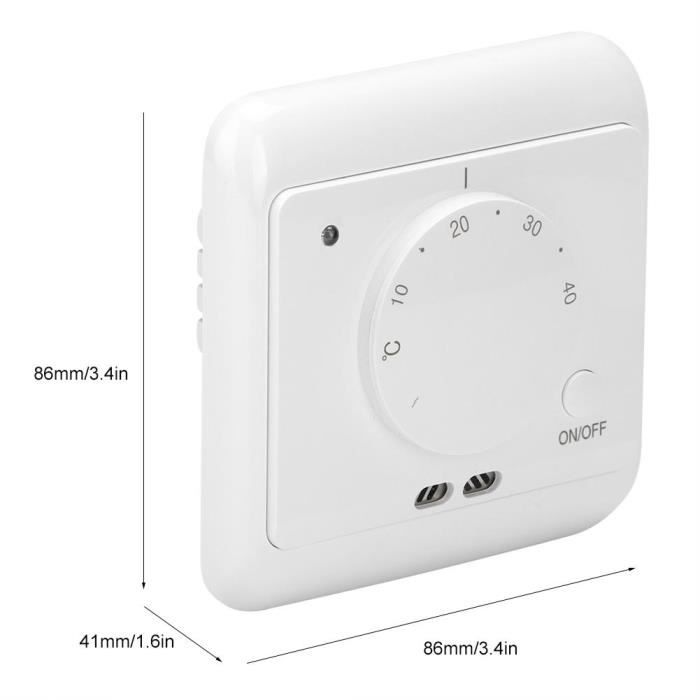 DEWIN Thermostat Mécanique Pour Chauffage Au Sol - 230V Avec Sonde Sol 2,9m - Régulation 5-40°C - IP20
