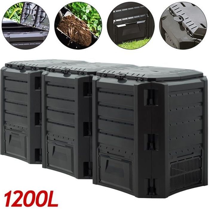 Composteur pour jardin déchets pelouse température élevée pour humus 1200L