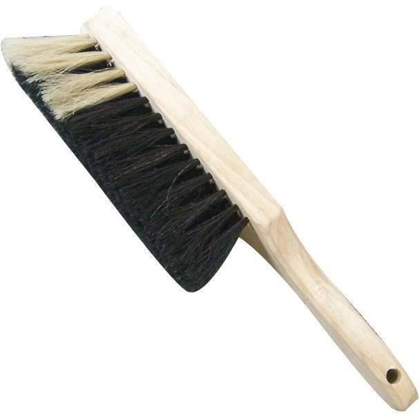 Balayette manche court bois brut fibres de crin noir