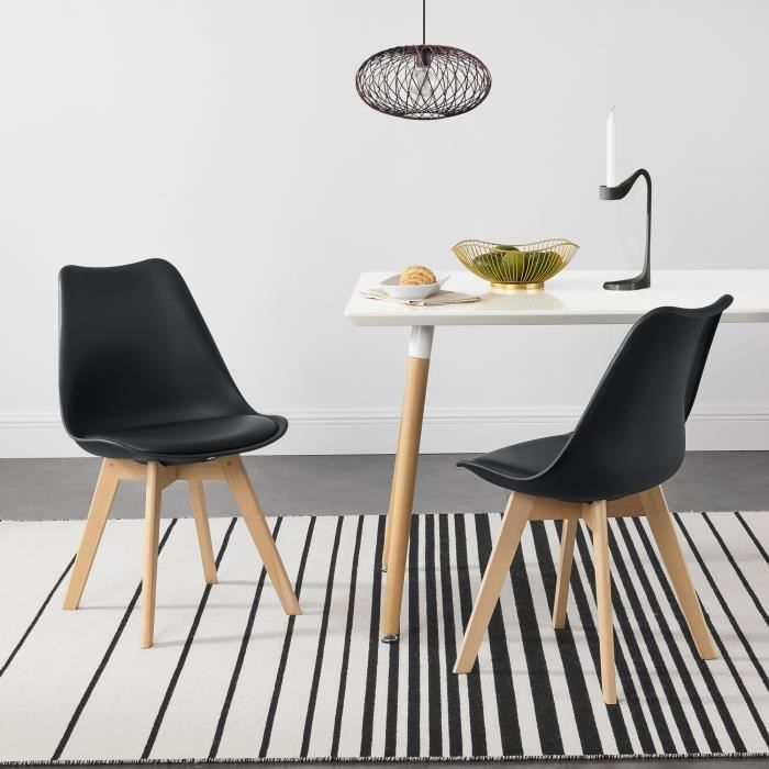 Lot de 2 chaises de salle à manger Fläten similicuir noir [en.casa]