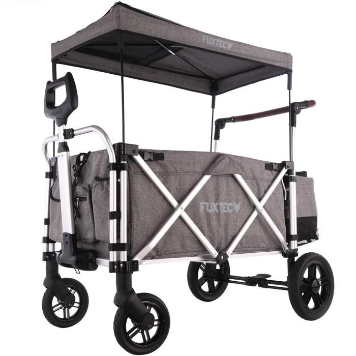 Chariot de transport enfant - Gris Premium - FUXTEC Super Cruiser - pliable charge 75 kg