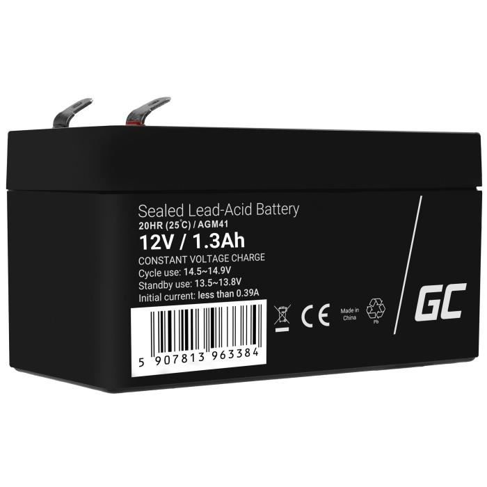GreenCell® Rechargeable Batterie AGM 12V 1,3Ah accumulateur au Gel Plomb Cycles sans Entretien VRLA Battery étanche Résistantes