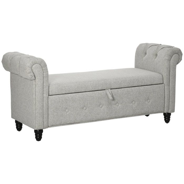 HOMCOM - Banc de rangement - Lin (100% polyester) - 146.5x49x72cm - Gris