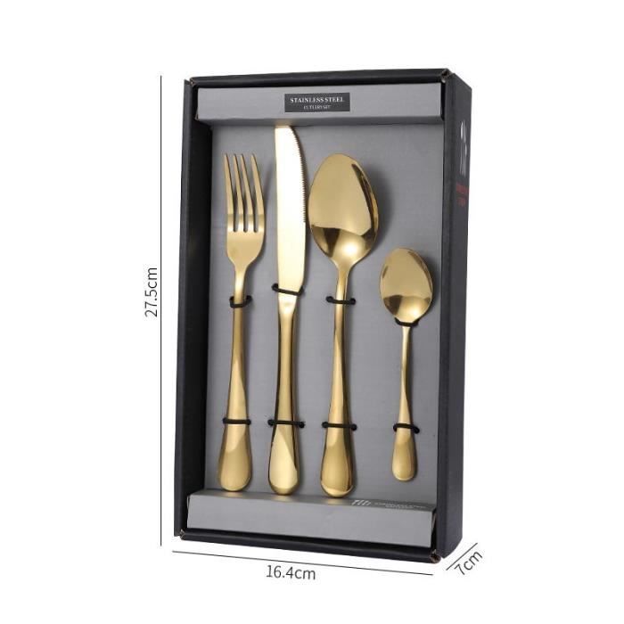 Set De Couverts 16 Pièces Acier Inoxydable - Service 4 Personnes - Poli Miroir - Fourchettes, Couteaux, Cuillères