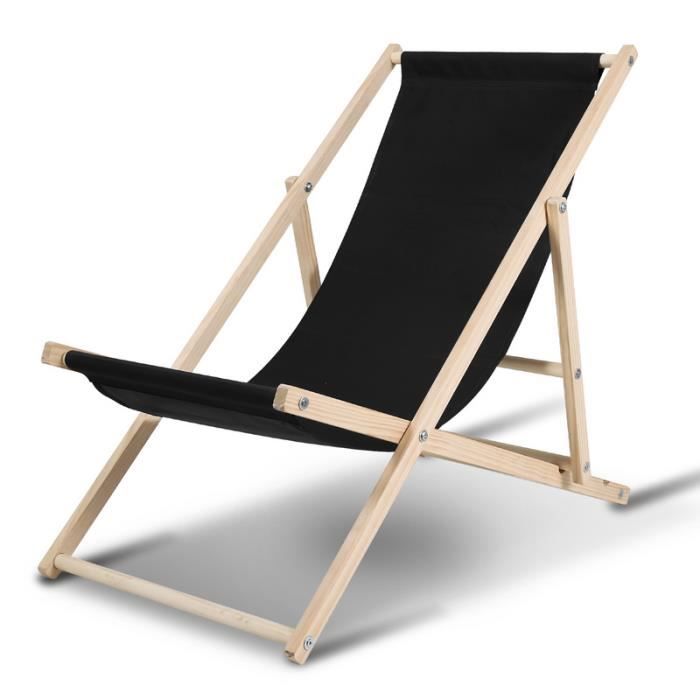 Izrielar Chaise longue pivotante pliante Chaise longue de plage Chaise en bois noir CHAISE LONGUE - TRANSAT - BAIN DE SOLEIL