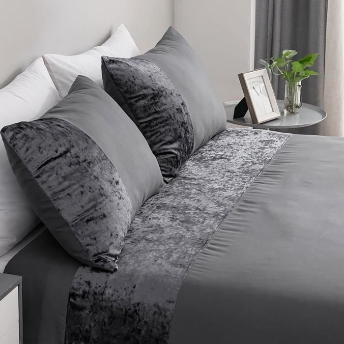 Housse De Couette Unie Lucena Cantos 300x270 Cm - Microfibre Polyester Douce, Bicolore Gris/Noir | Lavable Machine, Respirante