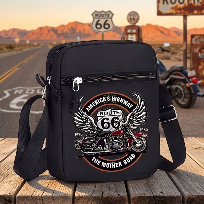 Sacoche - Bandoulière - Route 66 - Tissu Oxford - Noir - Compacte & Résistante - Homme Sacoche - Bandoulière - Route 66 - Tissu Oxford - Noir - Compacte & Résistante - Homme