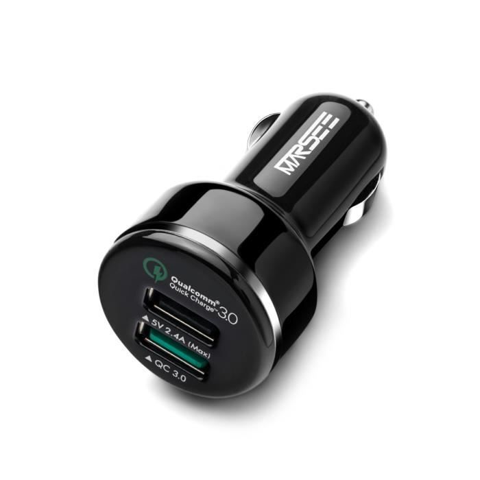 Quick Charge 3.0 Chargeur Voiture 18W 2-Port USB Chargeur Allume Cigar