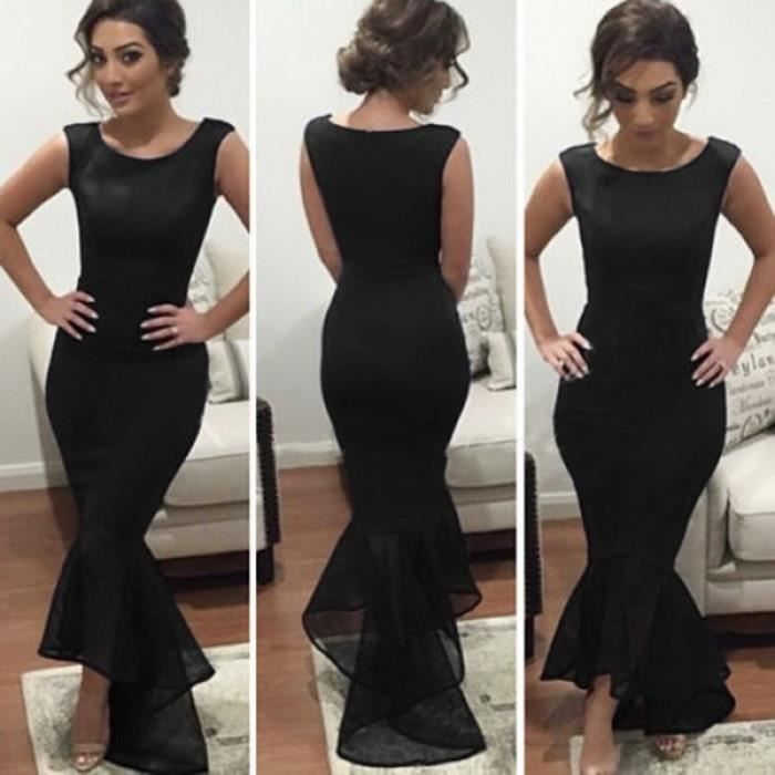 Robe longue de soir?�e femme ?�l?�gant Noir Noir - Cdiscount Pr??t-?�-Porter