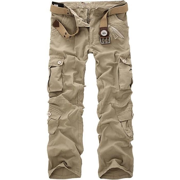 Pantalon Cargo Homme 6 Poches - Coton Respirant, Coupe Droite, Bas Ajustables, Idéal Randonnée Et Quotidien - 3