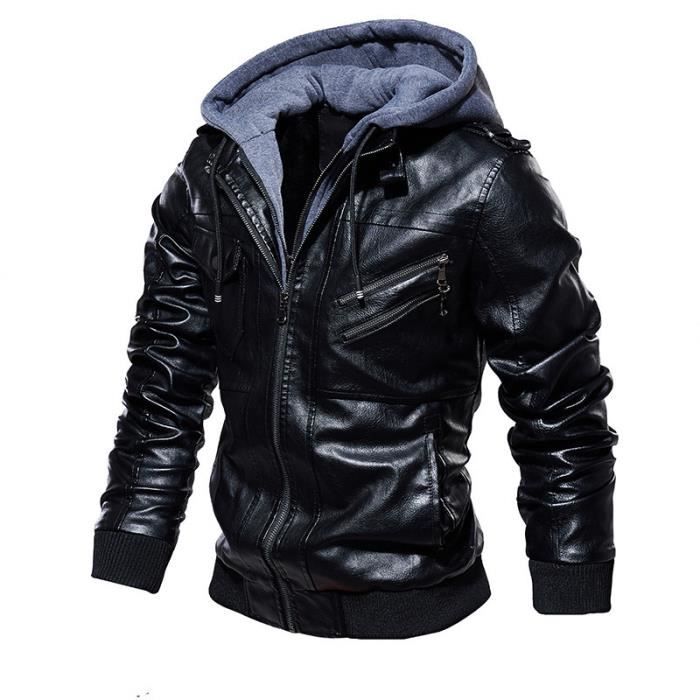 Blouson Homme Cuir Moto Veste Hiver Parka Marque Luxe Doublure Casual  Jacket Leather Noir - Cdiscount Prêt-à-Porter