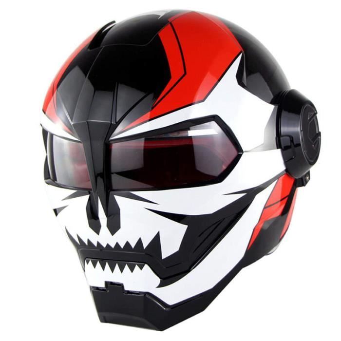 GY Full Face Casque de Moto Iron Man Plein Visage Casque Super personnalité rétro Style Harley Transformers Casque Visage Soman515 