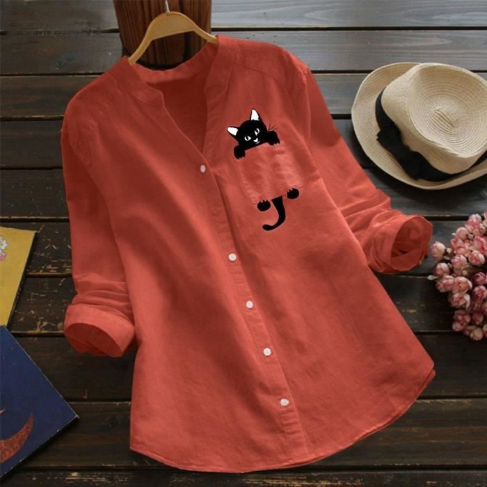 Femmes Coton Lin Casual Chat Imprime Chemise A Manches Longues Chemisier Boutonne Tops Wslorl 315 Orange Cdiscount Pret A Porter Femmes Coton Lin Casual Chat Imprime Chemise A Manches Longues Chemisier Boutonne Tops Wslorl 315 Orange Cdiscount Pret A Porter
