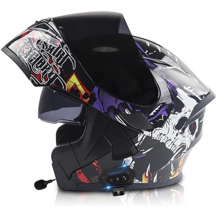 Casque Moto Intégral Modulable Adulte - Homologué DOT/ECE - Visière Anti-Buée - Taille M/L