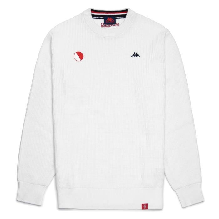 pull verl robe di kappa - as monaco 2022 pour homme - manches longues - blanc