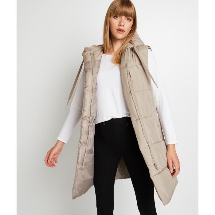 GRAIN DE MALICE Doudoune longue sans manches femme Beige Cdiscount Pret a Porter