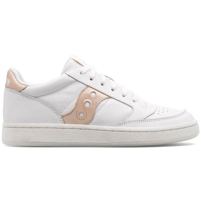 Saucony Chaussures de lifestyle femme - SAUCONY - Jazz Court - Blanc/Abricot - Cuir perforé - Lacets