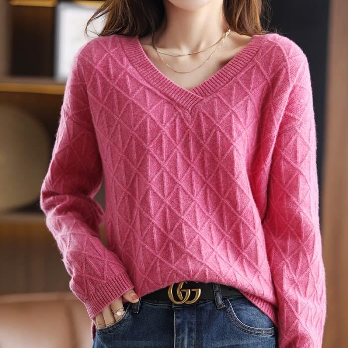 Pull Femme 100% Cachemire - Col V, Taille Unique, 15 Couleurs Au Choix - Neuf Avec étiquettes