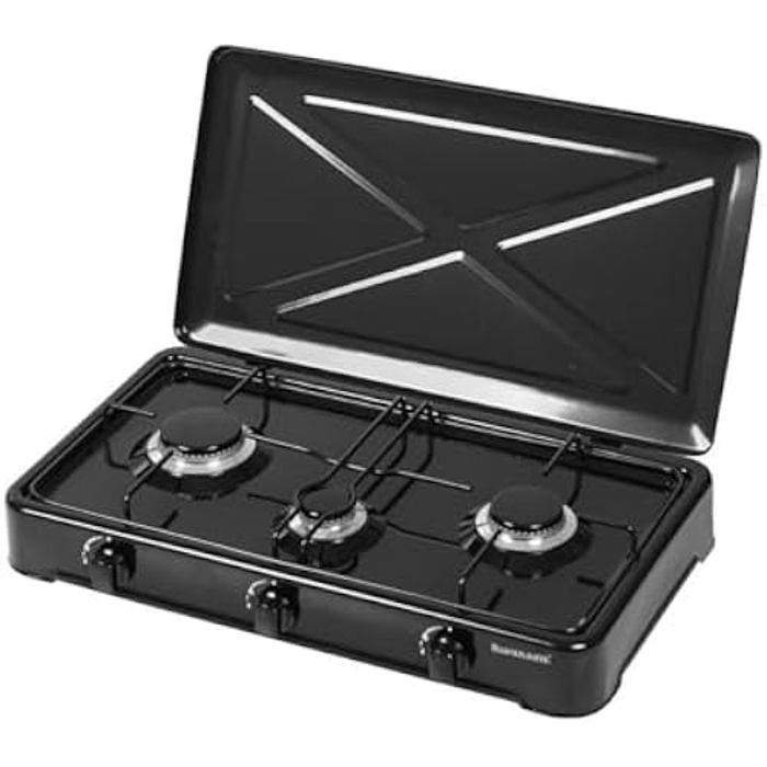 Comptoir à Gas – RAVANSON – K-03TB – Noir et Blanc – 60 cm – 3 Zones de Cuisson