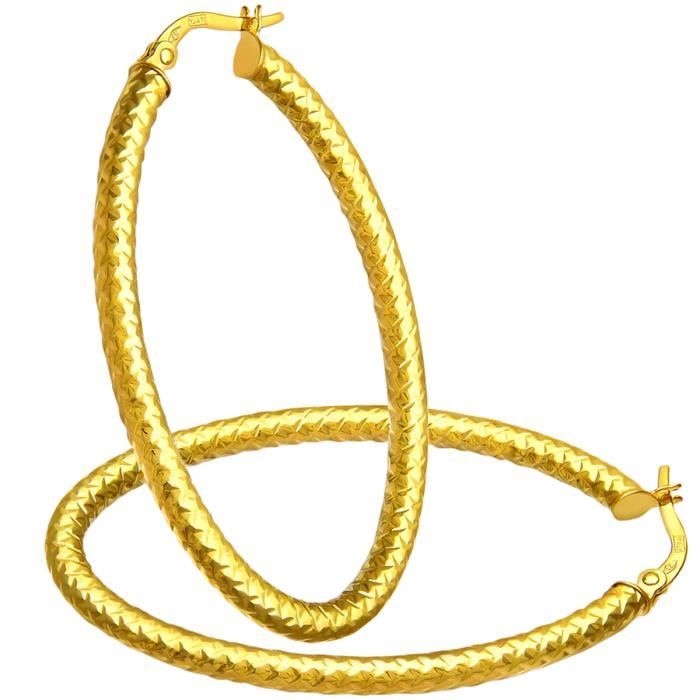 Boucles D'oreilles Longues Anneaux Ovales Or - Acier Inoxydable Doré - Neuf Avec étiquettes - Livraison Rapide
