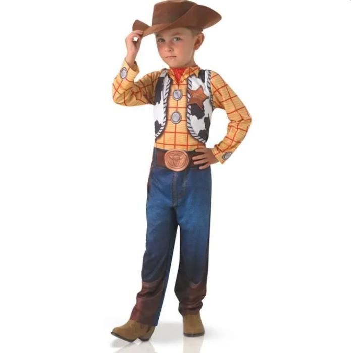 Déguisement Woody Toy Story - Rubies - Garçon 5-6 ans - Combinaison et chapeau marron en polyester