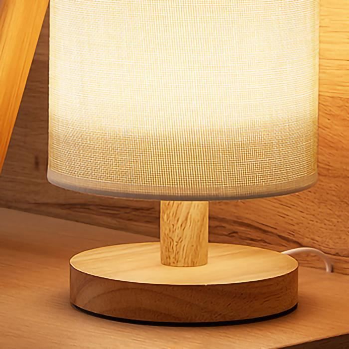 Lampe de chevet - SALUTUYA - Miniature - Lumière douce - Bois esthétique - LED rechargeable USB