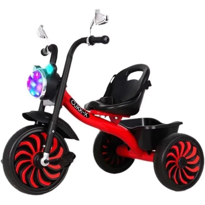 Tricycle vintage en métal pour enfants : tricycle circulaire des années 1960 avec panier basculant - France