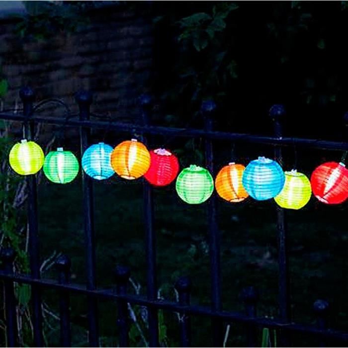 Guirlande Lumineuse Solaire Grundig - 10 Lanternes LED, Lumière Blanc Chaud - 3,8 M, 12 Lumens/lanterne - Panneau Solaire Inclus - Autonomie 6-8h