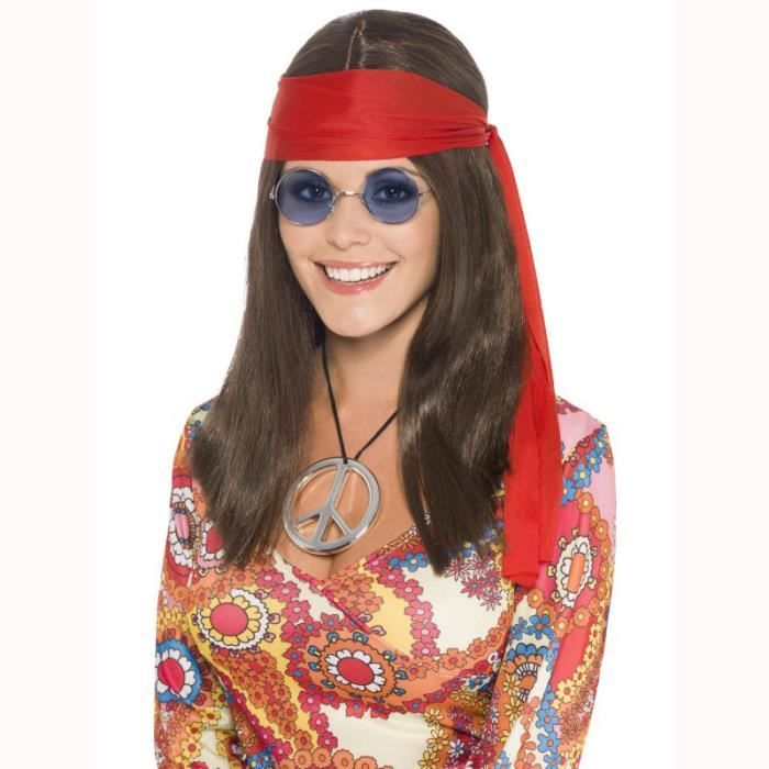 Kit hippie femme - SMIFFY'S - Taille Unique - Rouge - Accessoires inclus