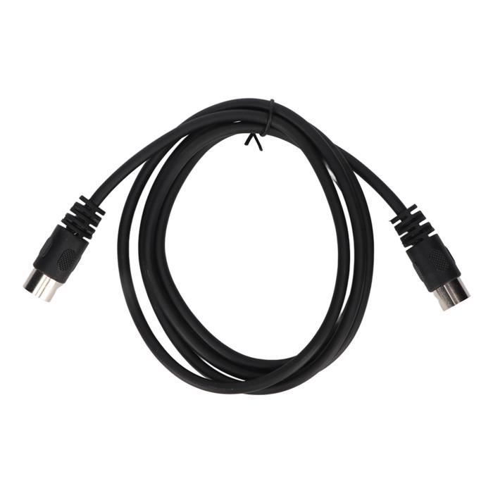 Câble MIDI 150 Cm - DIN 5 Broches Mâle/mâle Coudé - Pour Studio Ou Live - Blindage Anti-interférences - Connecteurs Nickelés