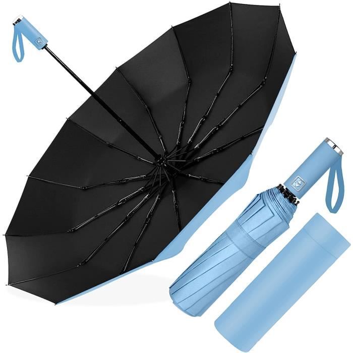 Parapluie Inversé Automatique 10 Baleines – Anti-Vent Tempête, Grand 105 Cm, Bandes Réfléchissantes