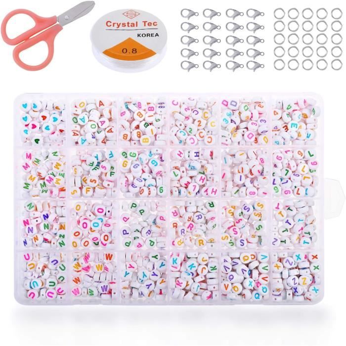 Carehabi 1400 pièces Perles Lettres Kit, Perle Lettre pour Bracelet, Perles Alphabet Noir Blanc et Cœur Coloré avec Fil élastique 5 m pour faire les Bracelets d'amitié, Bijoux, Enfant DIY Carehabi 1400 pièces Perles Lettres Kit, Perle Lettre pour Bracelet, Perles Alphabet Noir Blanc et Cœur Coloré avec Fil élastique 5 m pour faire les Bracelets d'amitié, Bijoux, Enfant DIY