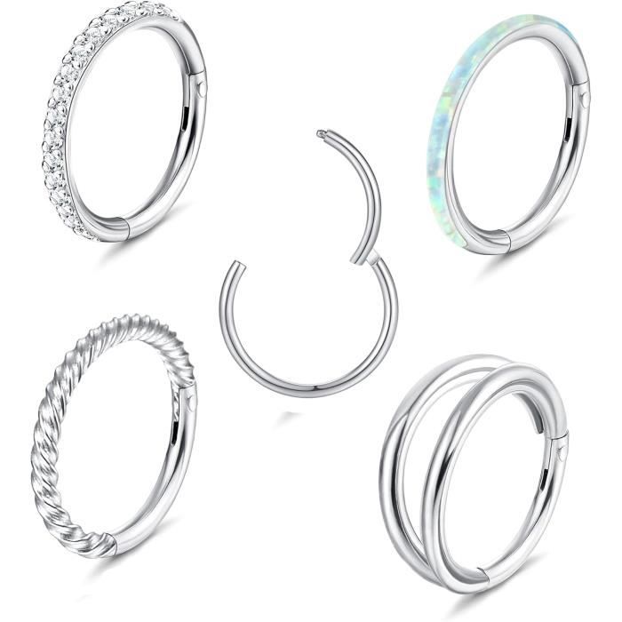 Diamday 2pcs Piercing Naso Anello 316L Acciaio Chirurgico Naso Cerchio Septum Nostril Piercing 16G 18G 20G Orecchini Naso Oro Piercing Helix Orecchini Cerchio Trago Conch Daith Rook Orecchini 6mm 8mm - 10