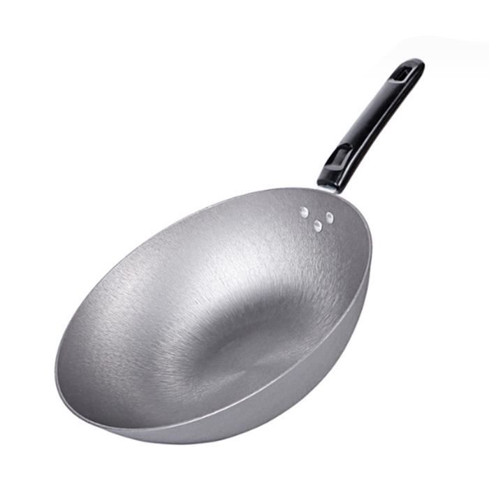 Wok Anti-Adhésif BEZIA 30 Cm - Revêtement Marbre - Compatible Induction - Poignée Amovible