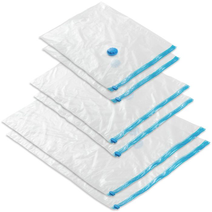 Housses sous-vide - TECTAKE - Lot de 6 housses de rangement sous-vide 3 tailles réutilisables pour gain de place - Transparent