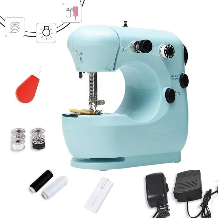 Machine à Coudre Portable Mini - Kit Couture Manuelle Avec Accessoires - DIY Rideaux Vêtements Blanc