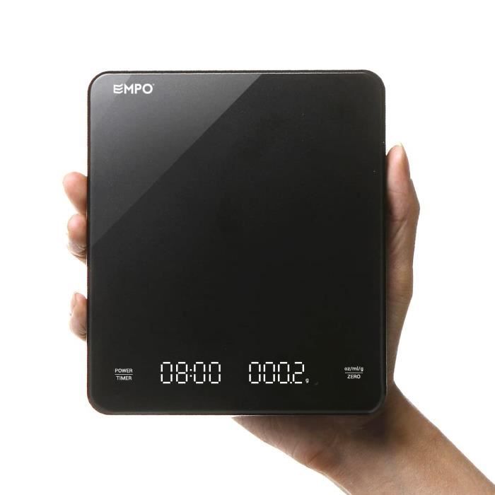 Balance Café Précision 3kg/0.1g - Avec Minuteur Et écran LED - Rechargeable USB - Cuisine