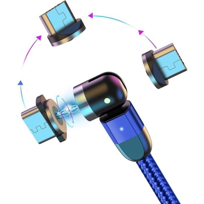 Câble De Charge Magnétique 3 En 1 Câble Usb Magnétique Rotatif À 360