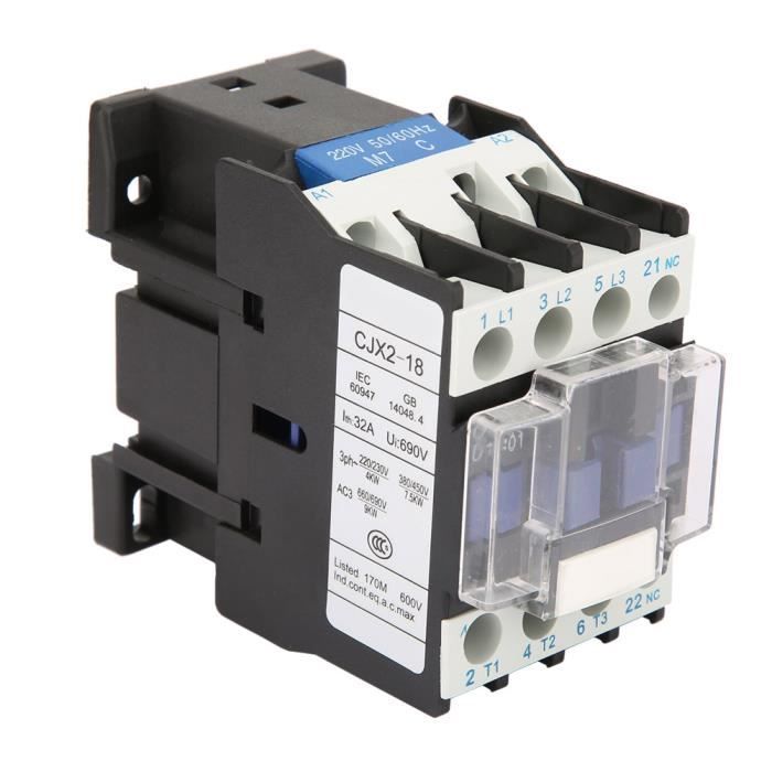 Contacteur Industriel CJX2-1810 AC - 220V, 18A, Pour Commande De Charge électrique - 12