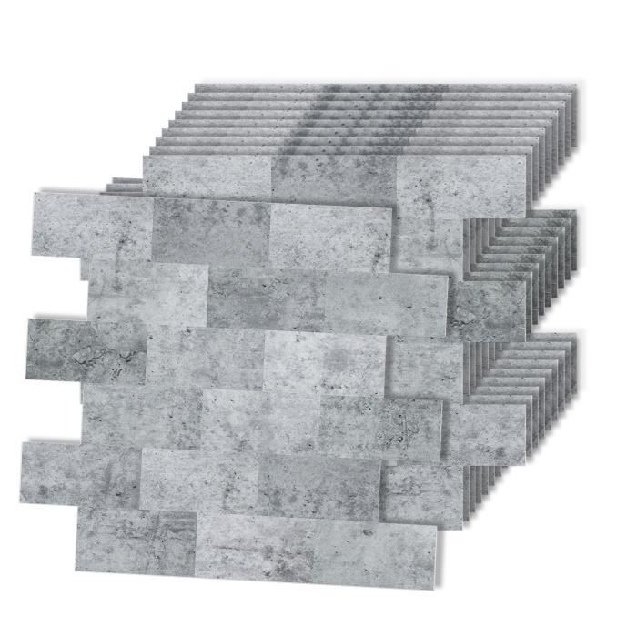 10 Stickers Carrelage Adhésifs 3D Blanc - 30.5x30.5cm, Pour Cuisine/Salle De Bain - Facile à Poser