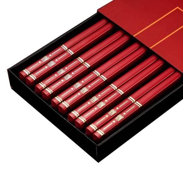 Ensemble de vaisselle de 5 paires de baguettes chinoises antidérapantes en acier inoxydable à motif de porcelaine bleue et blanche - Maison