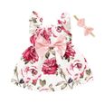 Robe Robe de princesse à imprimé floral de tournesol à manches volantées pour tout-petit bébé fille + bandeaux-1