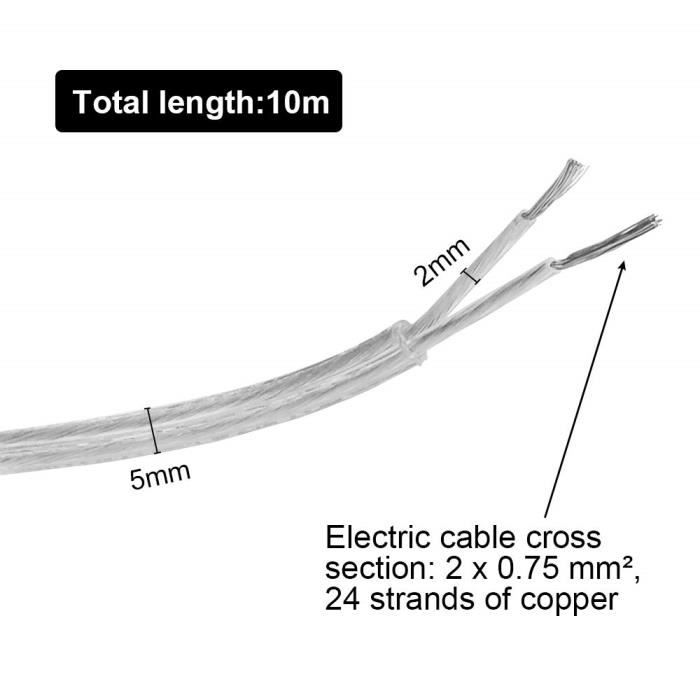 5 Mètre Câble Électrique Transparent En PVC Câble Électrique Flexible