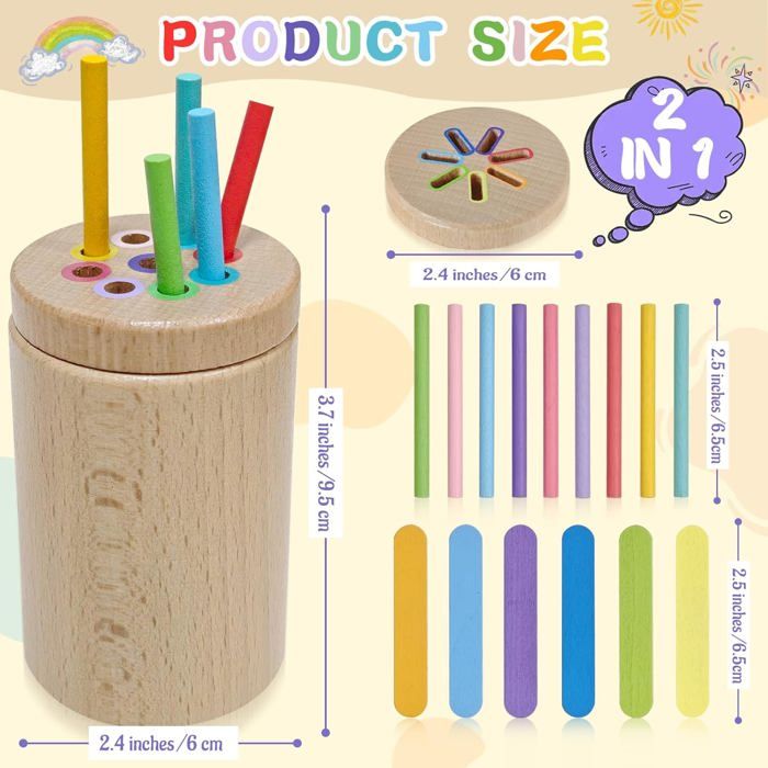 Jeu Montessori Chithor – Tri Des Couleurs En Bois – Dès 1 An – Motricité Fine – Cadeau Garçon/fille