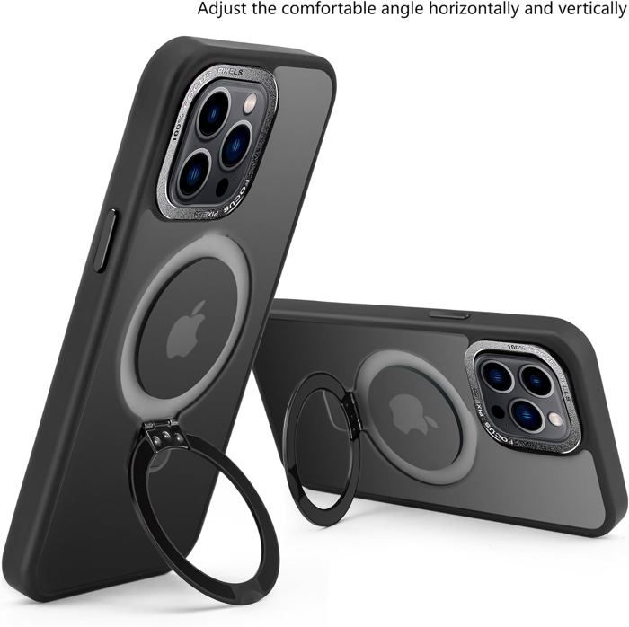 CANSHN Coque Magnétique IPhone 16 6.1" MagSafe - Protection Caméra Complète Noir Mat Translucide
