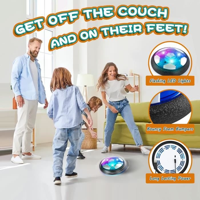 Ballon De Foot Aéroglisseur POPERFUN Avec Lumières LED - Jouet Intérieur/extérieur Pour Enfants 3-12 Ans - Idéal Anniversaire, Noël