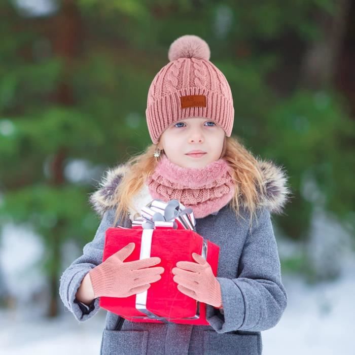 Bonnet tricoté en laine pour enfants, garçons/filles, hiver, chaud, doux,  écharpe, col chaud, ensemble, 0